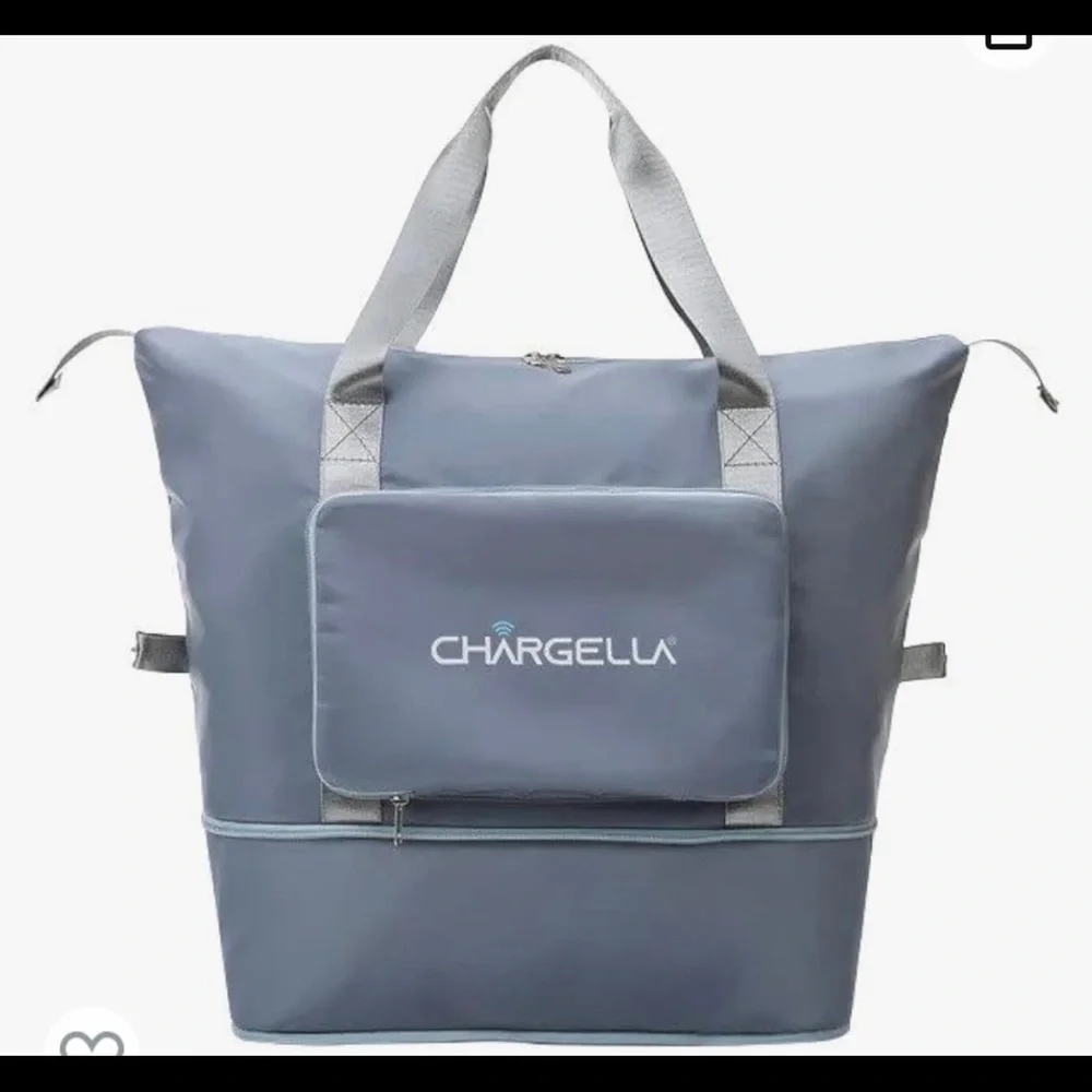 Chargella Large Folding Duffel Tote Bag Shoulder Luggage Handbag Charging Port